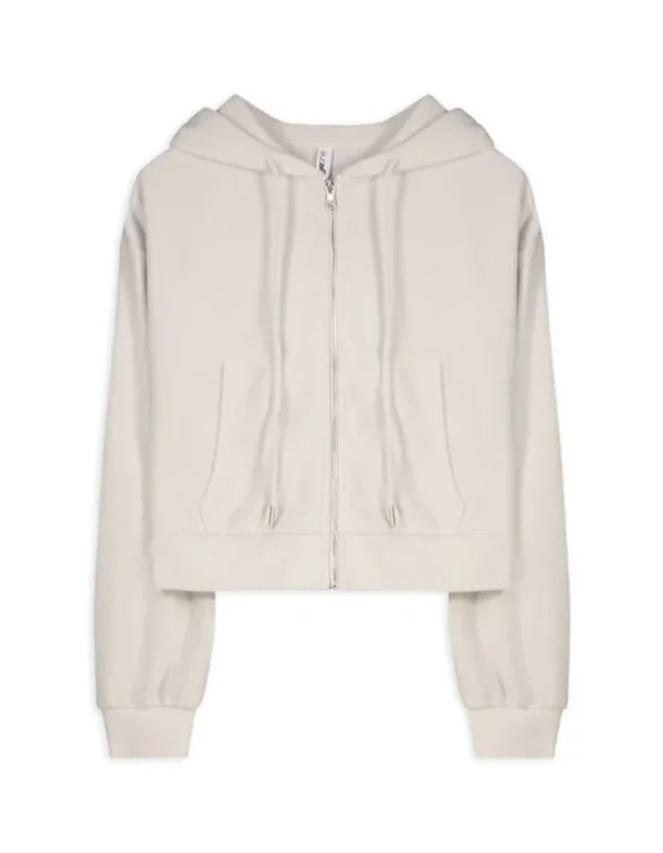 Sweatjacke - Cropped - beige