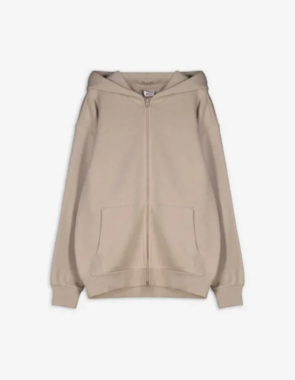 Sweatjacke - Kapuze - beige