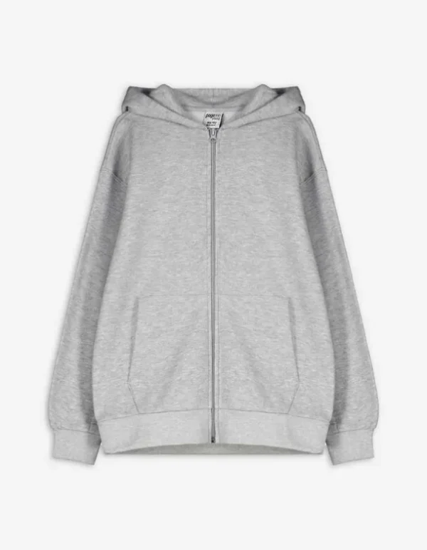 Sweatjacke - Kapuze - grau