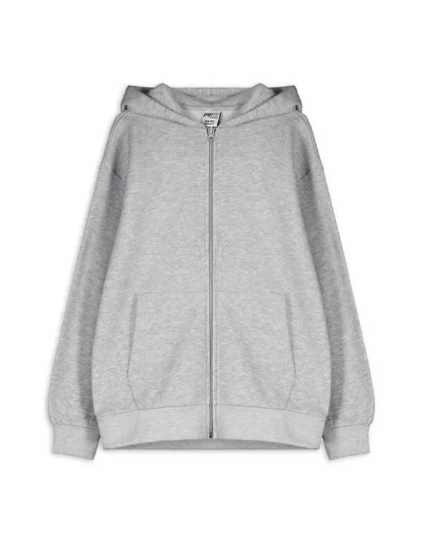 Sweatjacke - Kapuze - grau