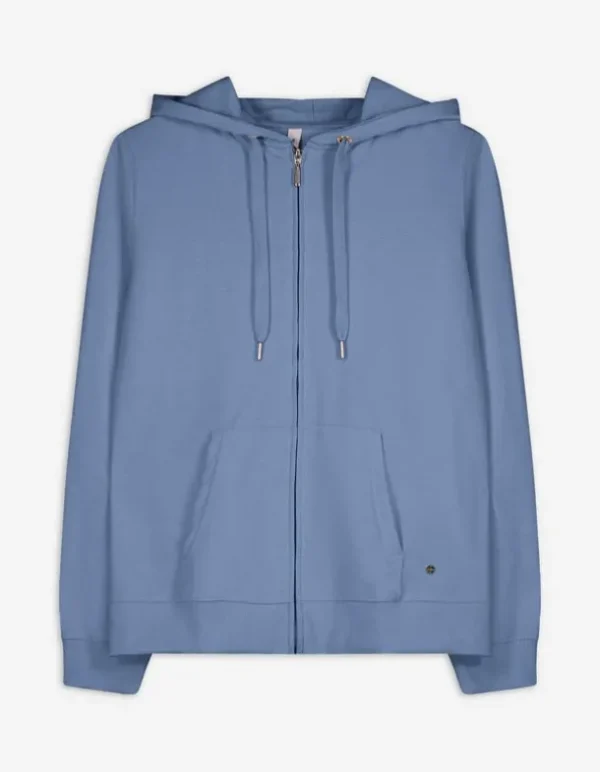 Sweatjacke - Kapuze mit Tunnelzug - hellblau