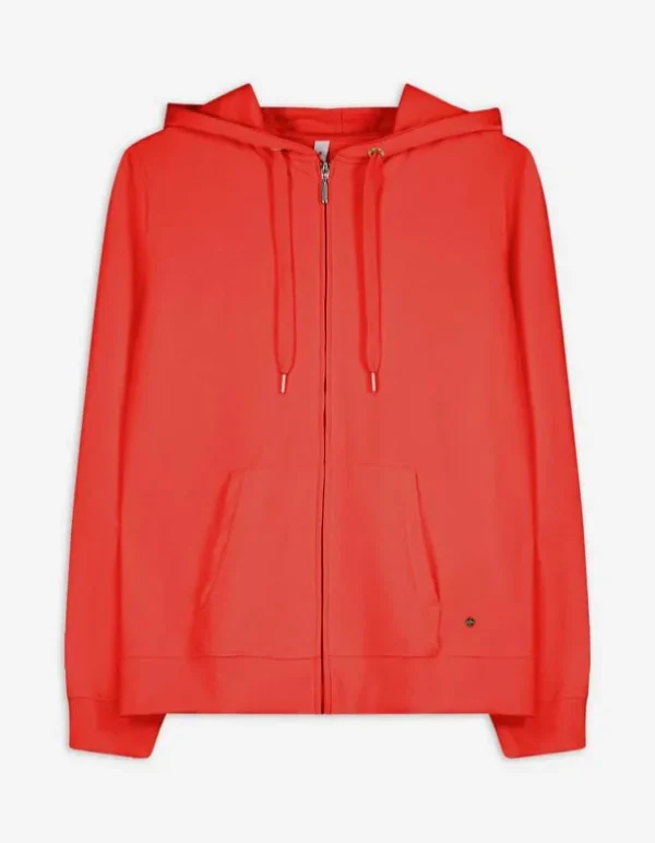 Sweatjacke - Kapuze mit Tunnelzug - rot