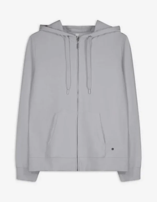 Sweatjacke - Kapuze mit Tunnelzug - grau