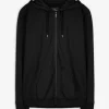 Sweatjacke - Kapuze mit Tunnelzug - schwarz