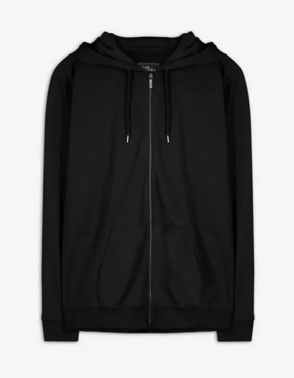 Sweatjacke - Kapuze mit Tunnelzug - schwarz
