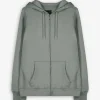 Sweatjacke - Kapuze mit Tunnelzug - dunkelgrün