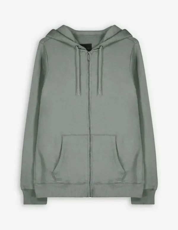 Sweatjacke - Kapuze mit Tunnelzug - dunkelgrün