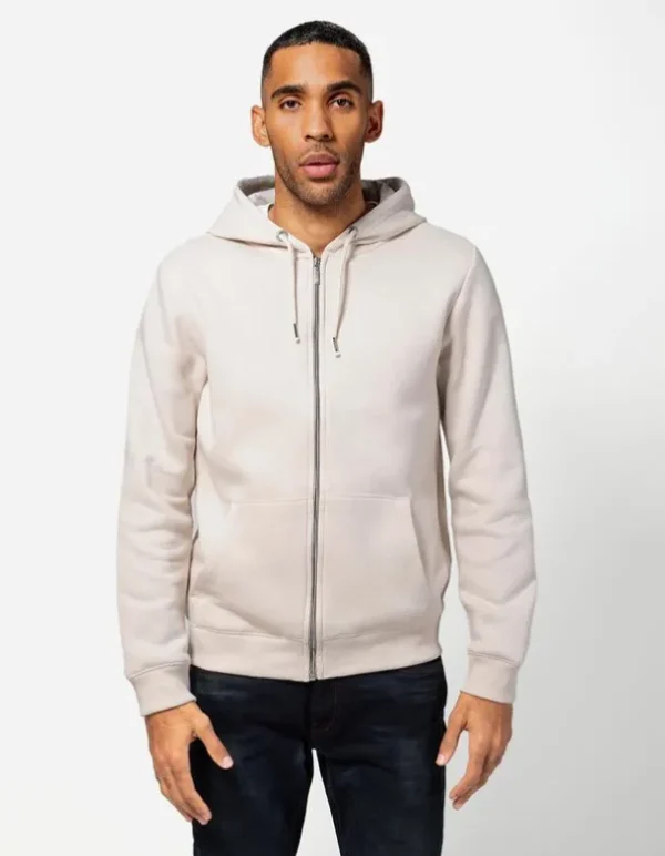 Sweatjacke - Kapuze mit Tunnelzug - beige