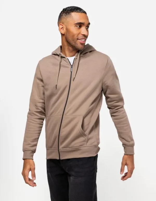 Sweatjacke - Kapuze mit Tunnelzug - hellbraun