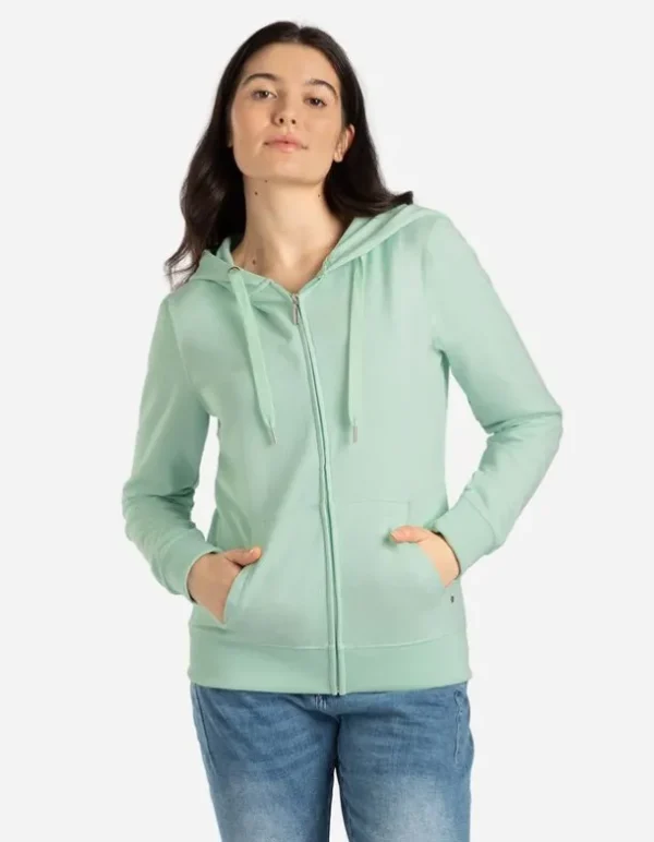 Sweatjacke - Kapuze mit Tunnelzug - grün