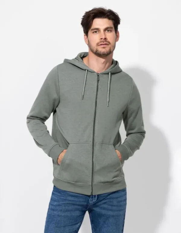 Sweatjacke - Kapuze mit Tunnelzug - dunkelgrün