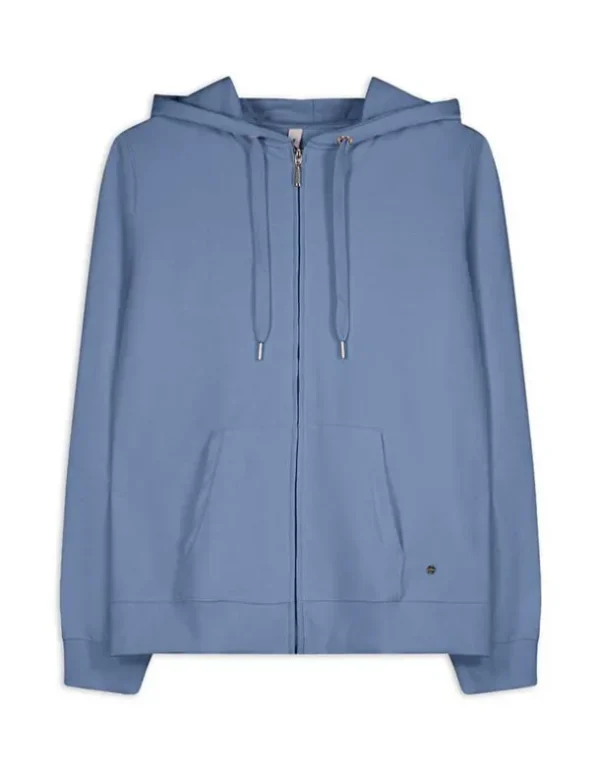 Sweatjacke - Kapuze mit Tunnelzug - hellblau