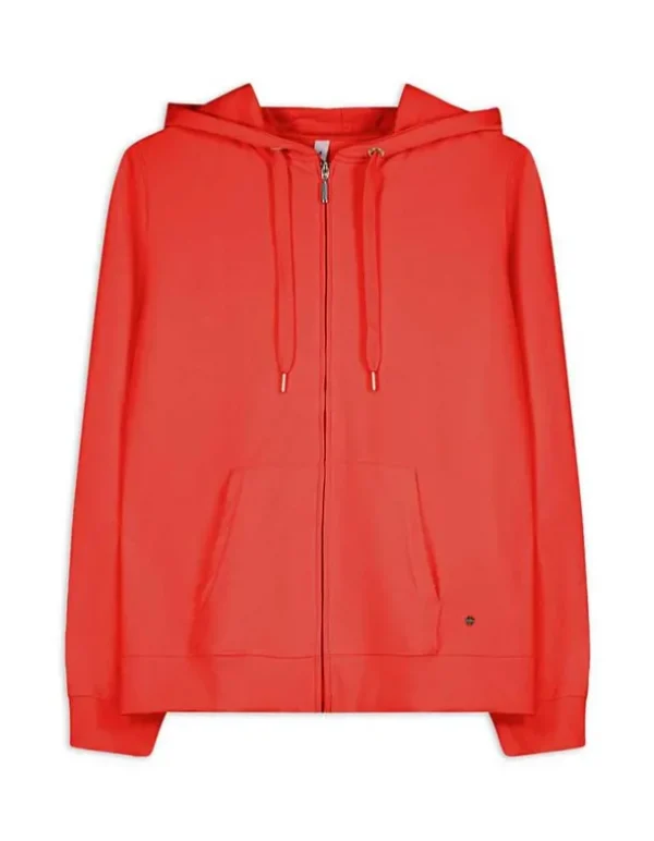 Sweatjacke - Kapuze mit Tunnelzug - rot