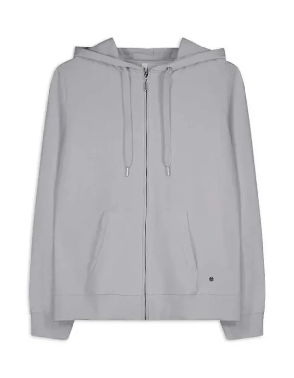 Sweatjacke - Kapuze mit Tunnelzug - grau