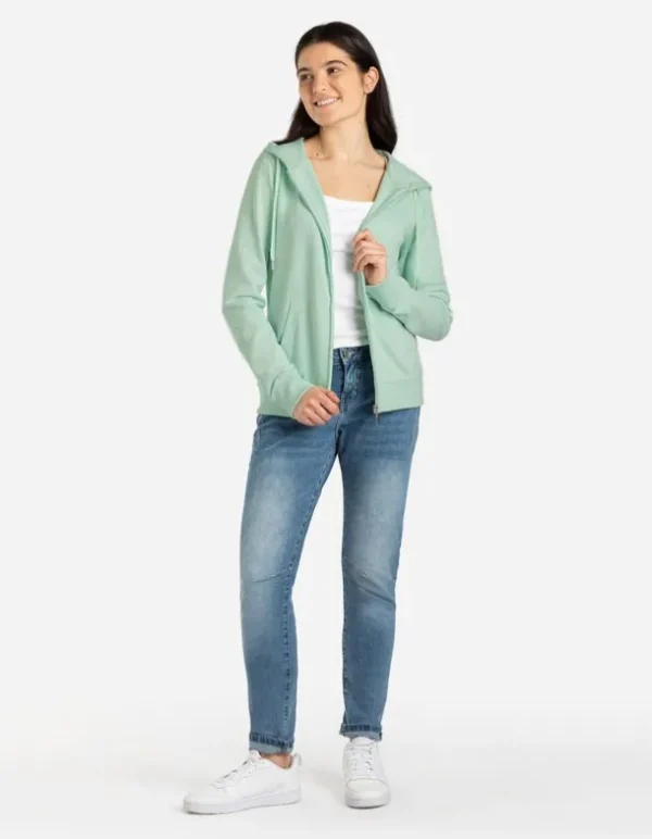 Sweatjacke - Kapuze mit Tunnelzug - grün