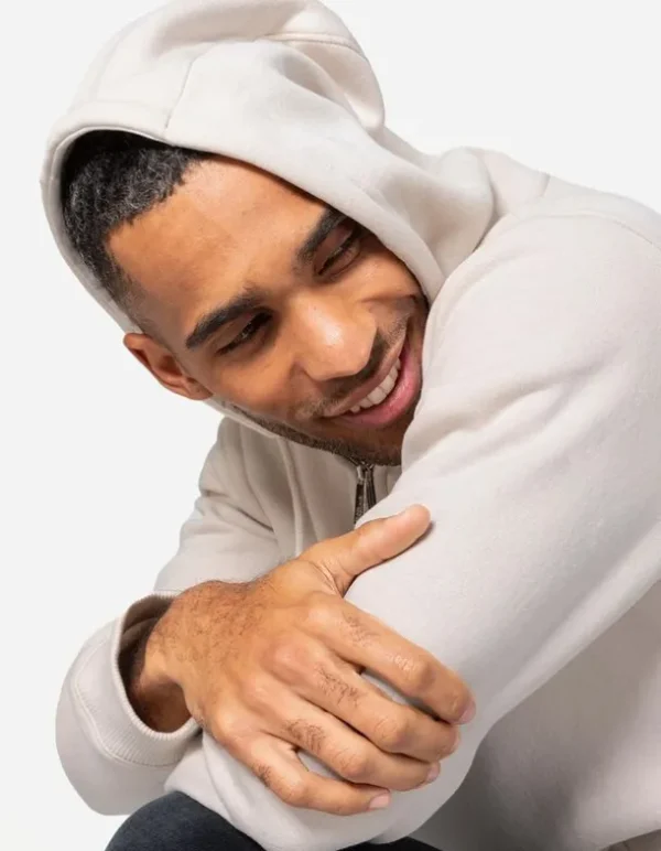 Sweatjacke - Kapuze mit Tunnelzug - beige