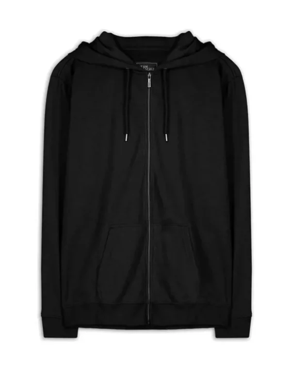Sweatjacke - Kapuze mit Tunnelzug - schwarz