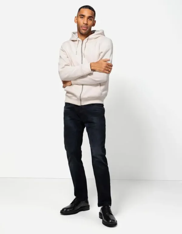 Sweatjacke - Kapuze mit Tunnelzug - beige