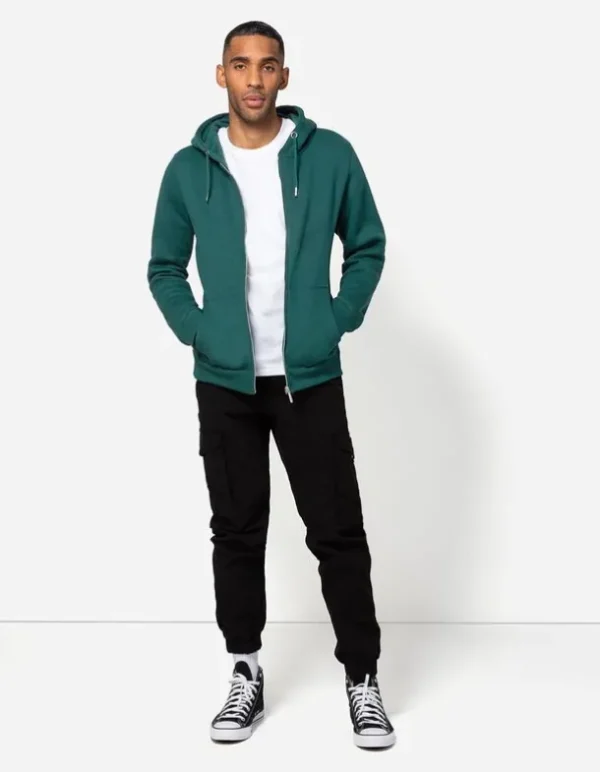 Sweatjacke - Kapuze mit Tunnelzug - dunkelgrün