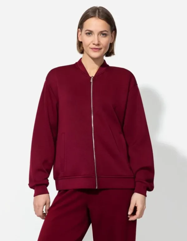 Sweatjacke - Modal-Anteil - dunkelrot
