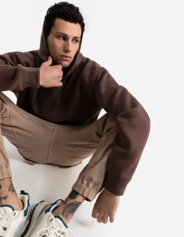 Sweatjacke - Oversized Fit - dunkelbraun