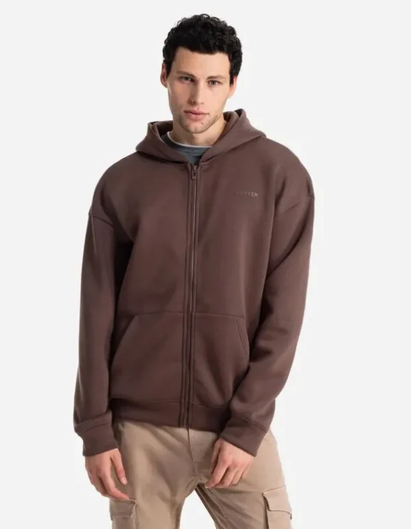 Sweatjacke - Oversized Fit - dunkelbraun