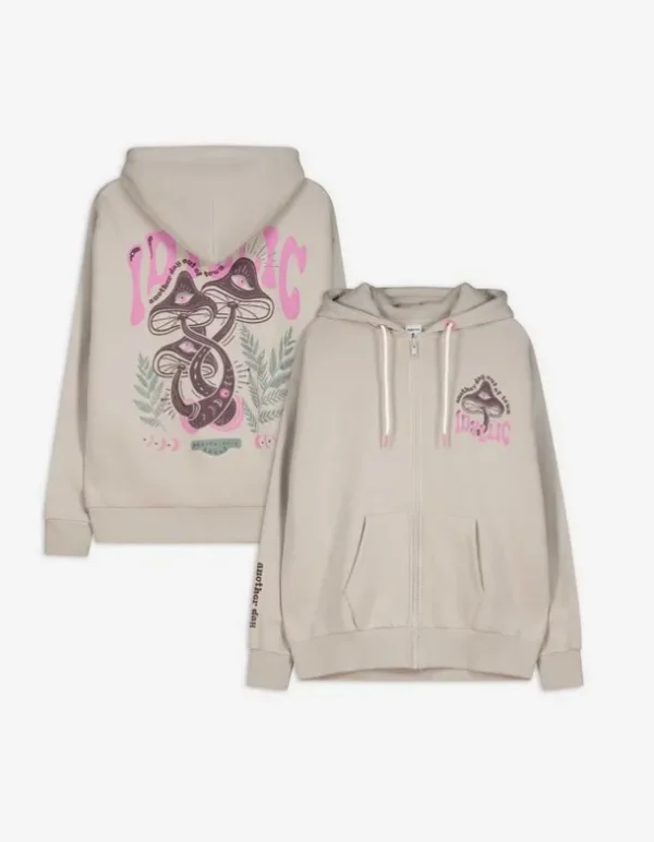 Sweatjacke - Rückenprint - beige