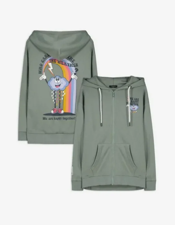 Sweatjacke - Rückenprint - grün