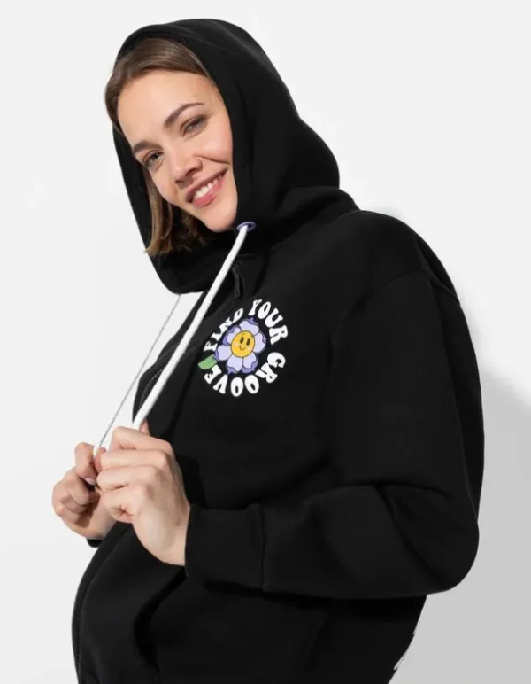 Sweatjacke - Rückenprint - schwarz