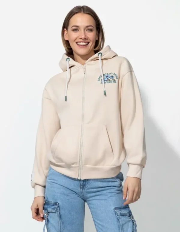 Sweatjacke - Rückenprint - beige