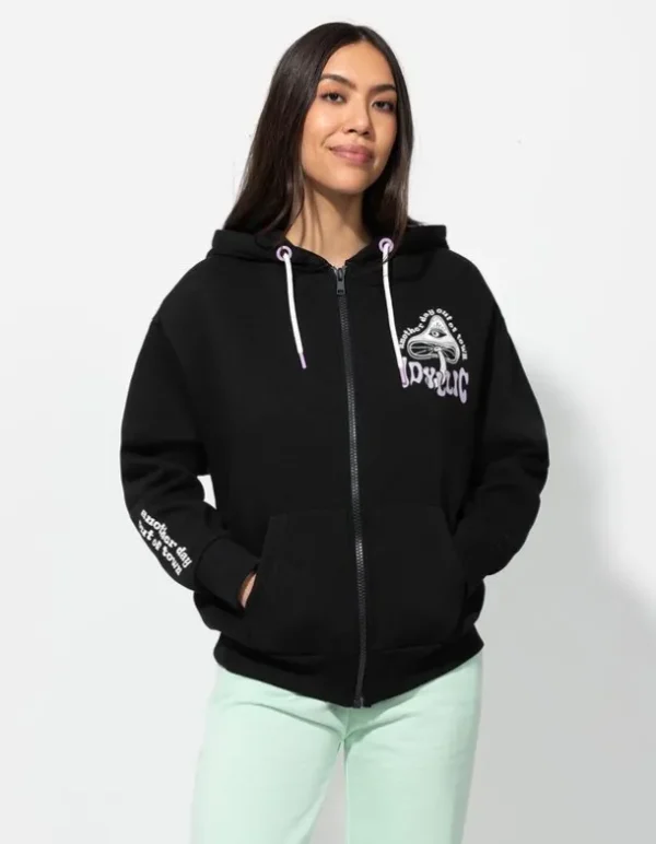 Sweatjacke - Rückenprint - schwarz