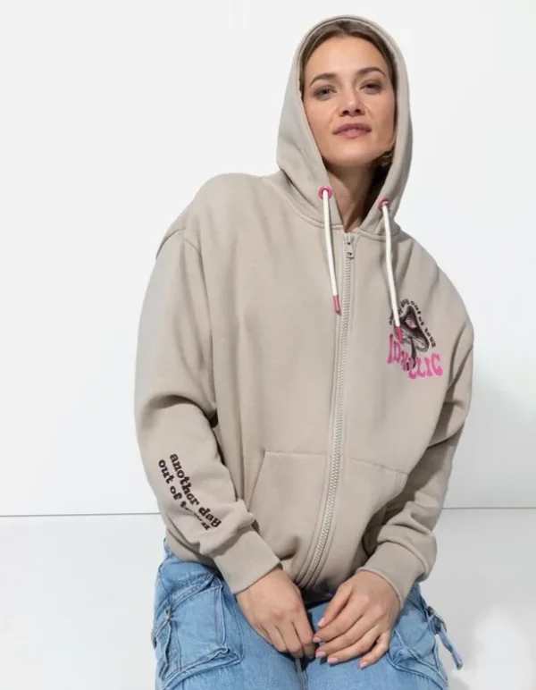 Sweatjacke - Rückenprint - beige