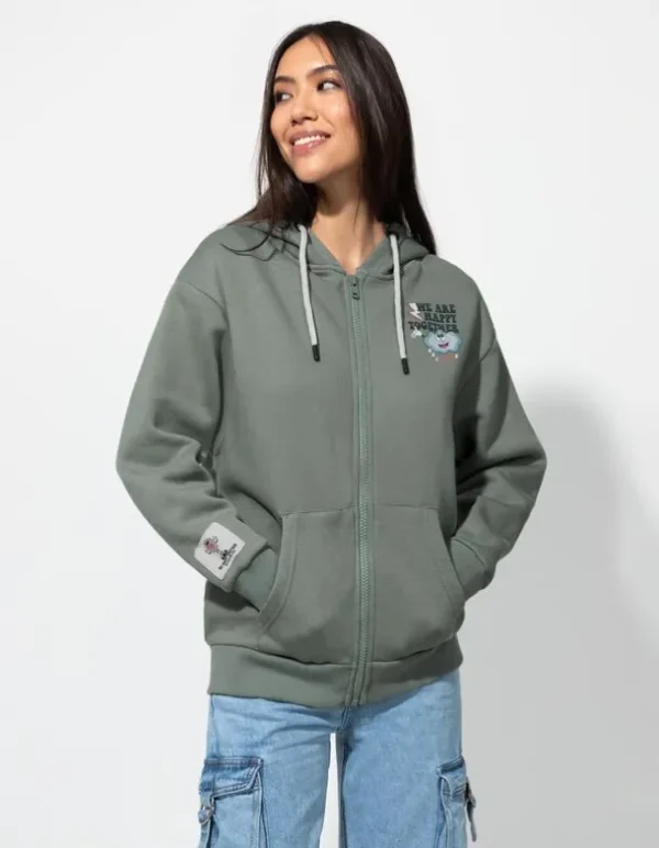 Sweatjacke - Rückenprint - grün