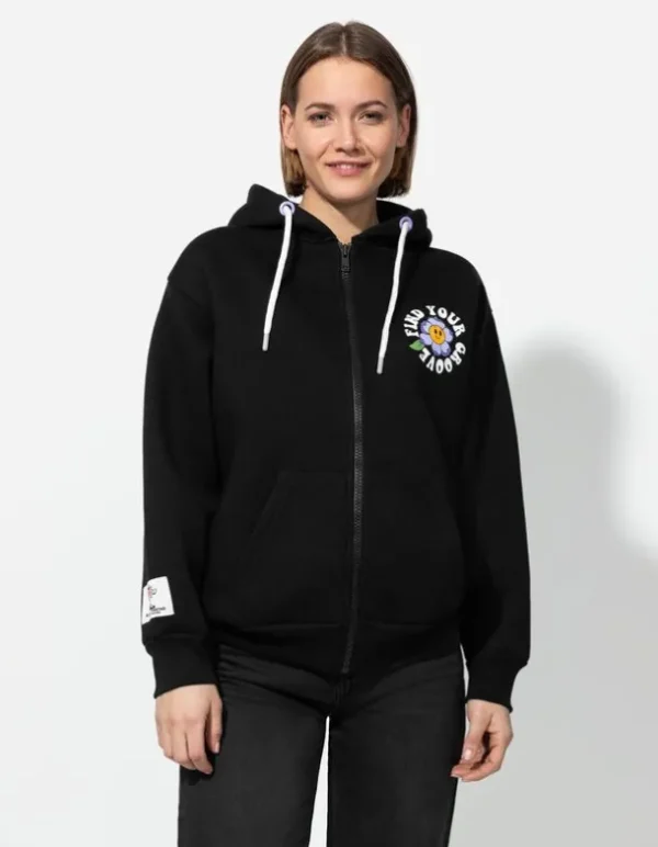 Sweatjacke - Rückenprint - schwarz