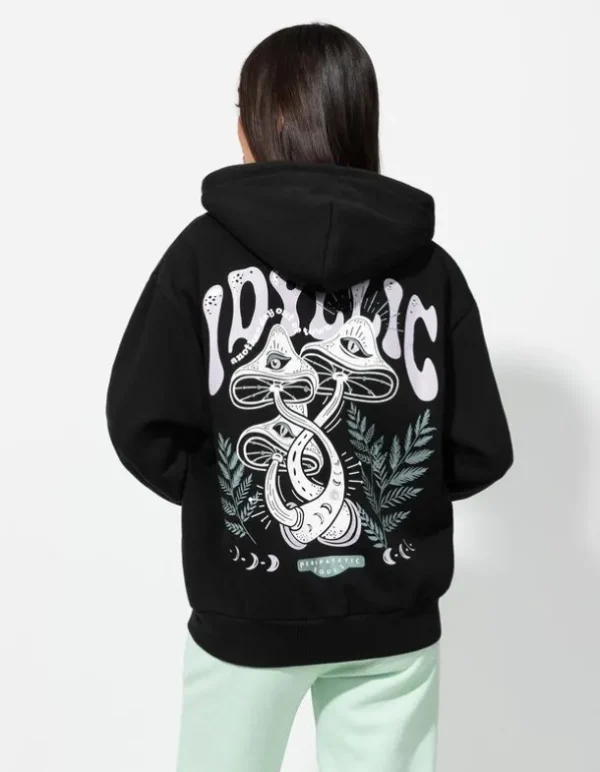 Sweatjacke - Rückenprint - schwarz