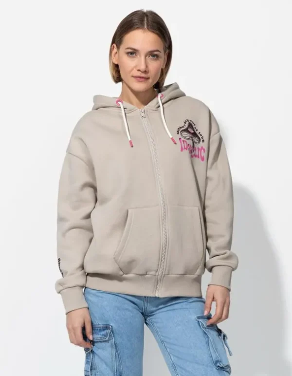 Sweatjacke - Rückenprint - beige