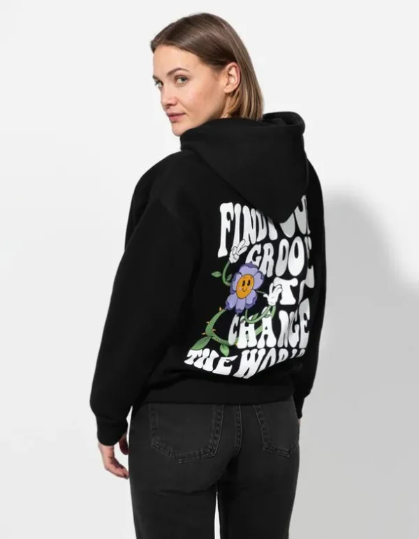 Sweatjacke - Rückenprint - schwarz