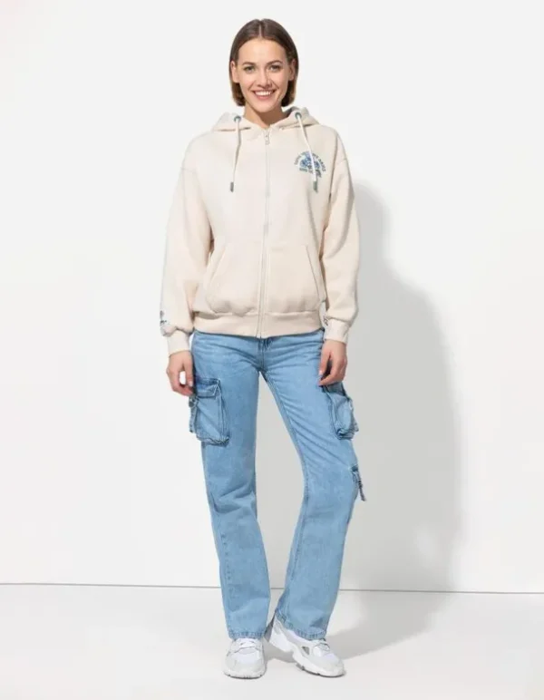 Sweatjacke - Rückenprint - beige