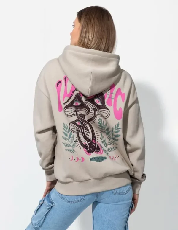 Sweatjacke - Rückenprint - beige