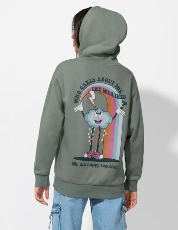 Sweatjacke - Rückenprint - grün