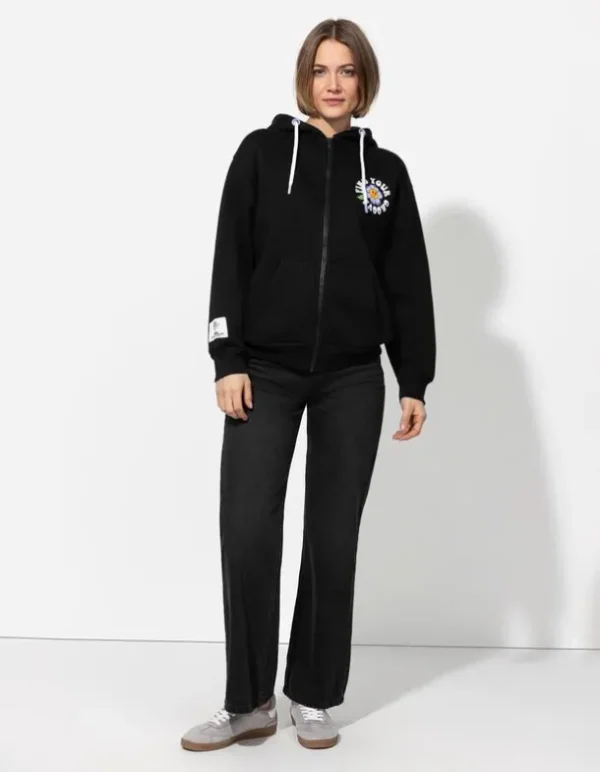 Sweatjacke - Rückenprint - schwarz