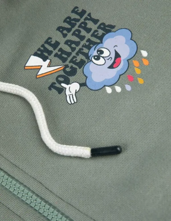 Sweatjacke - Rückenprint - grün
