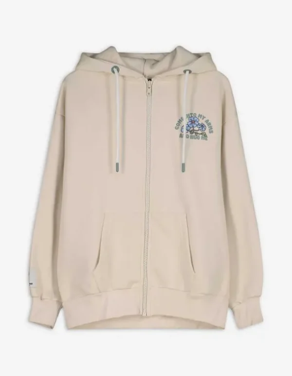 Sweatjacke - Rückenprint - beige