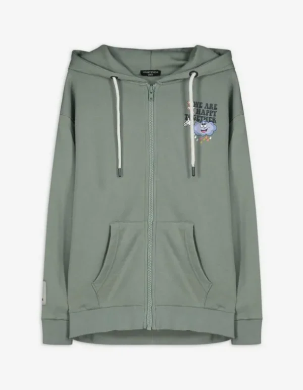 Sweatjacke - Rückenprint - grün