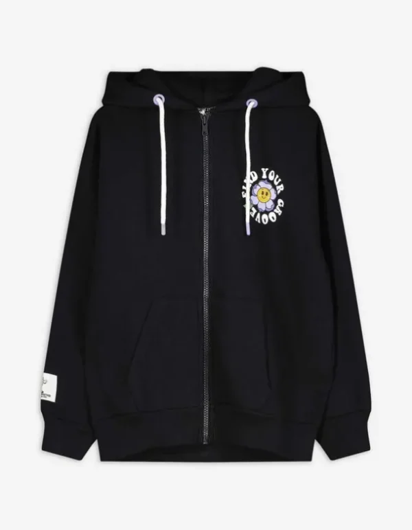Sweatjacke - Rückenprint - schwarz