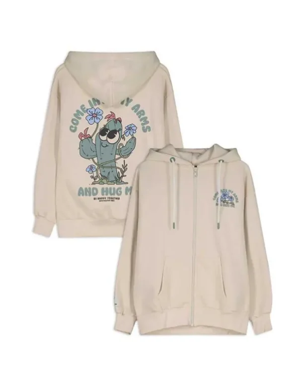 Sweatjacke - Rückenprint - beige