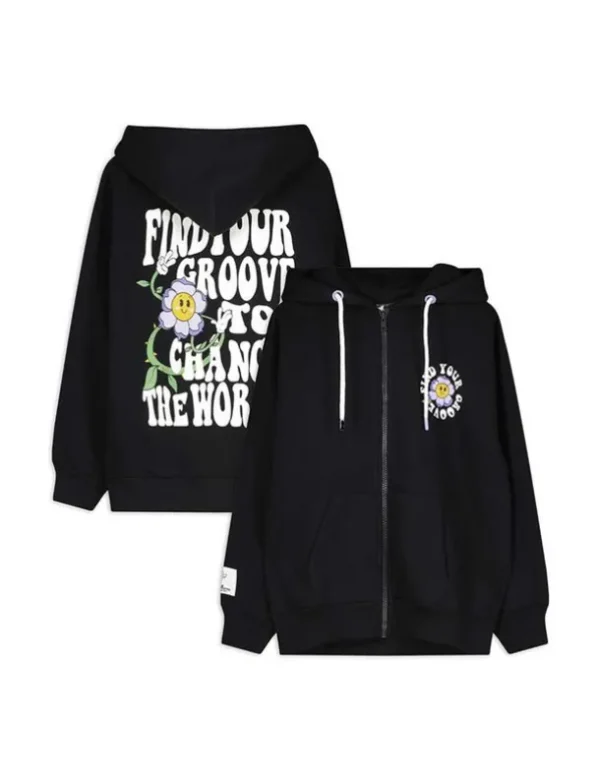 Sweatjacke - Rückenprint - schwarz