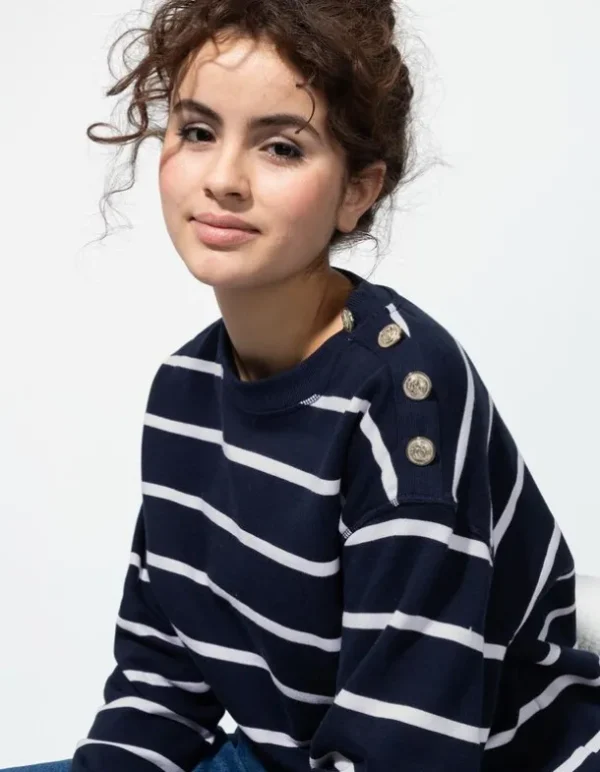 Sweatshirt - Baumwoll-Mix - dunkelblau