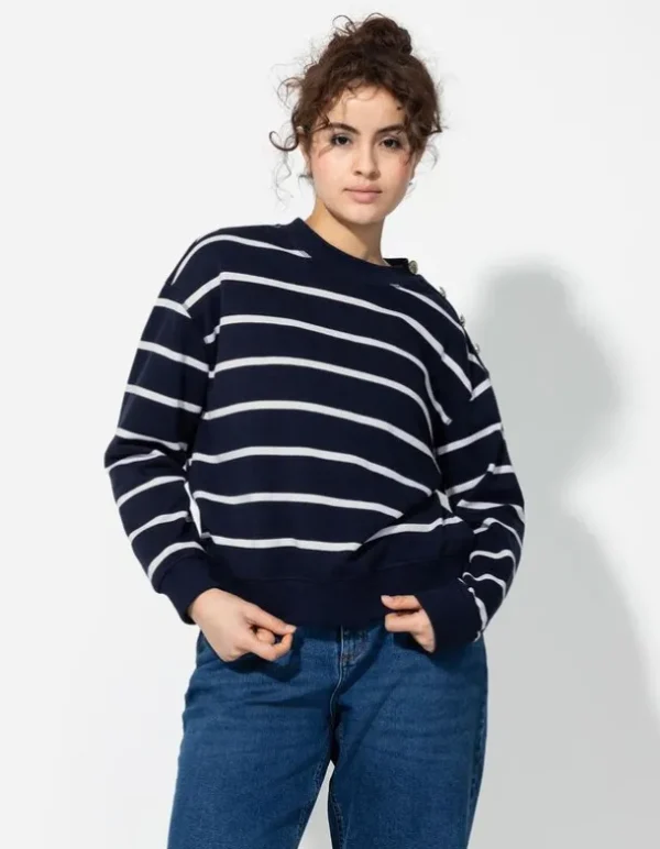 Sweatshirt - Baumwoll-Mix - dunkelblau