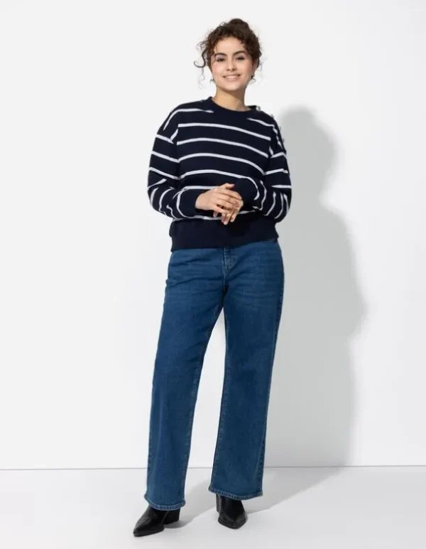Sweatshirt - Baumwoll-Mix - dunkelblau